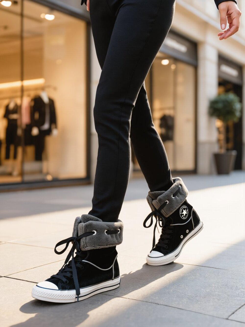 Converse All Star Black Suede Fold-Over Cuff Boots GUC
